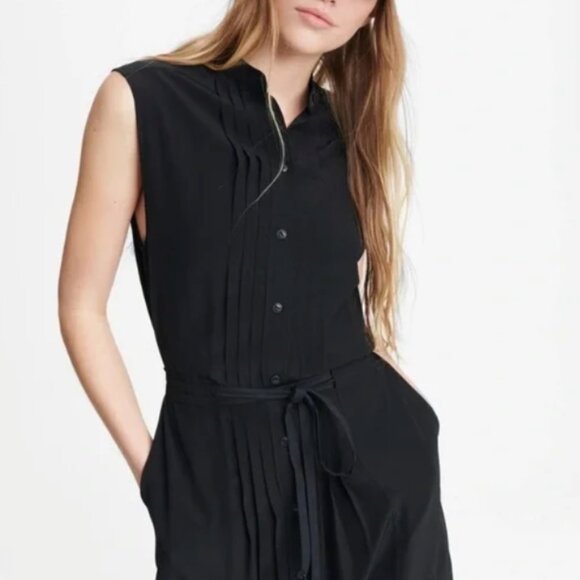 Rag & Bone Sarah Classic-Fit Plissé Sleeveless Silk Shirtdress - Picture 2 of 10